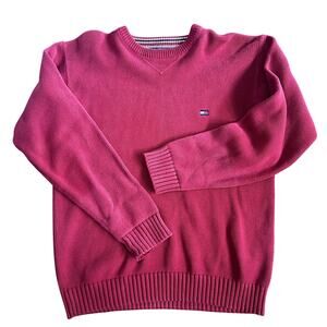 Tommy Hilfiger Maroon Sweater Solid Crew Neck Men's Size M Long Sleeve Pull Over
